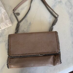 Stella McCartney Tan Clutch with Chain Trim